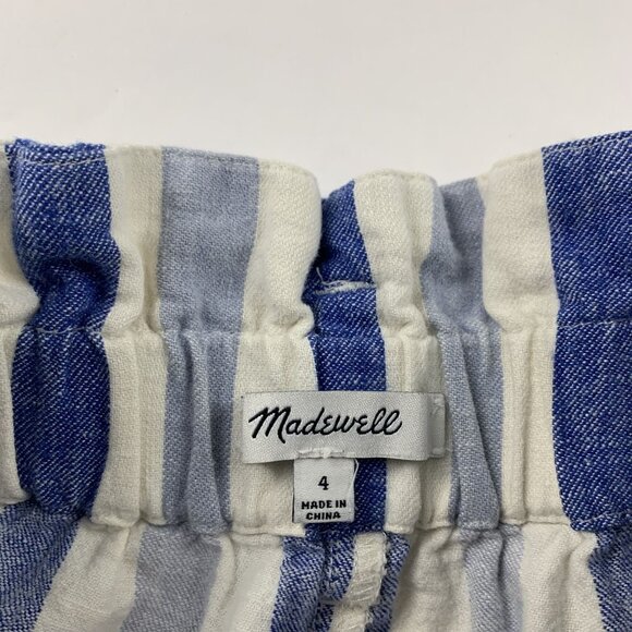 Madewell Blue and White Striped Paper Bag High Waist Shorts - Picture 4 of 7